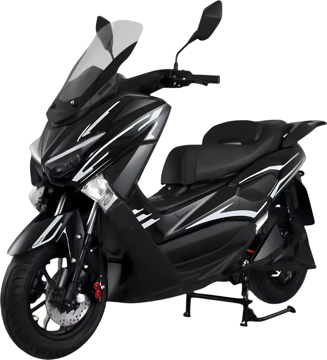 Scooter eléctrico negro con detalles blancos
